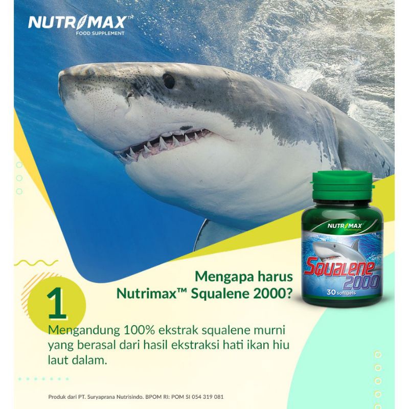 Nutrimax Squalene 2000 @1000 ( 30 softgels ) (Membantu Memelihara Kesehatan Tubuh)