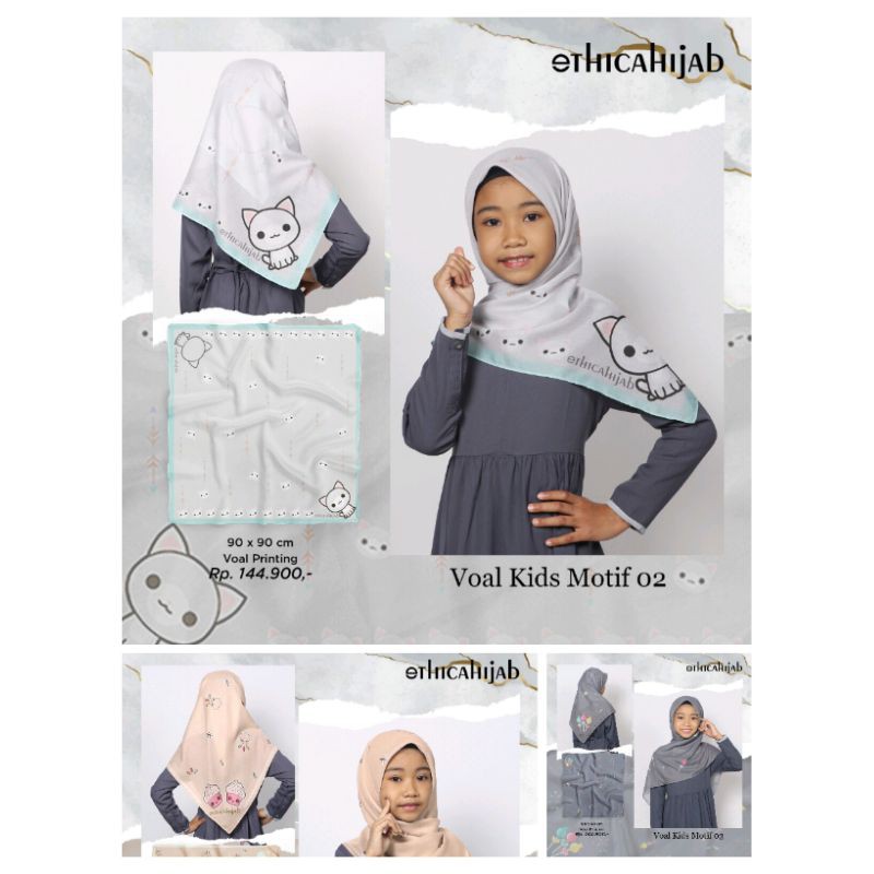ETHICA HIJAB VOAL KIDS MOTIF 01,02,03 (HIJAB SEGI EMPAT ANAK)