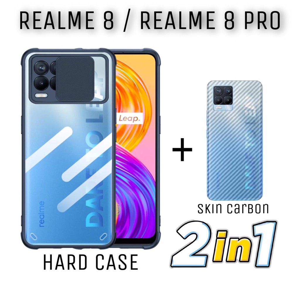 Case Sliding REALME 8 / REALME 8 PRO / REALME 8 5G HardCase Fusion Sliding Camera Protection Casing Handphone FREE Skin Crabon
