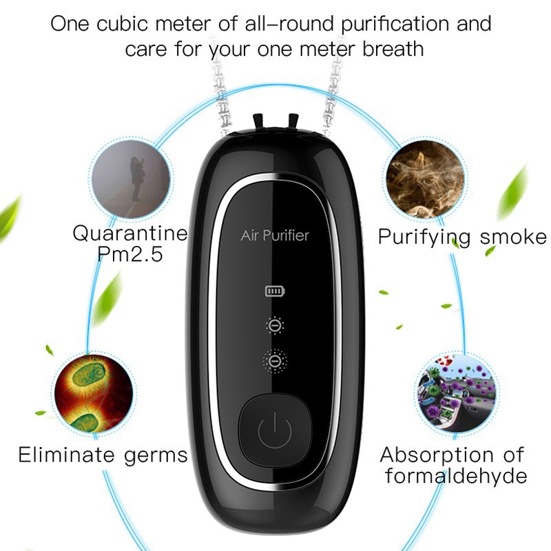 Wearable Air Purifier Necklace Elektronik Ion Negatif USB Pembersih Udara Portable Air Freshener Ionizer