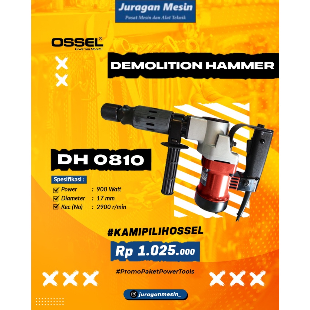 BOR BOBOK TEMBOK OSSEL Demoliton Hammer Drill Bor Beton Bor Bobok Tembok DH0810 ack Hammer / Demolit