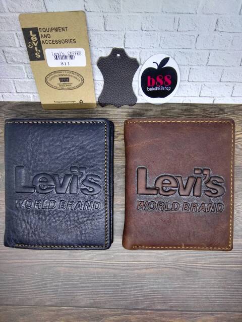 DOMPET KULIT PRIA COWO LIPAT IMPORT LEVIS 811 MOTIF / DOMPETKULIT ASLI PRIA LIPAT BERDIRI