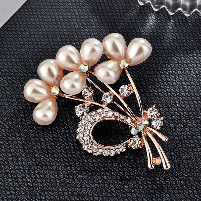 Candy Jewelry Fashion Korean Butterfly Brooches Gold Color Pearl Brooch Pins Rhinestone Breastpin for Women bros hijab-#9