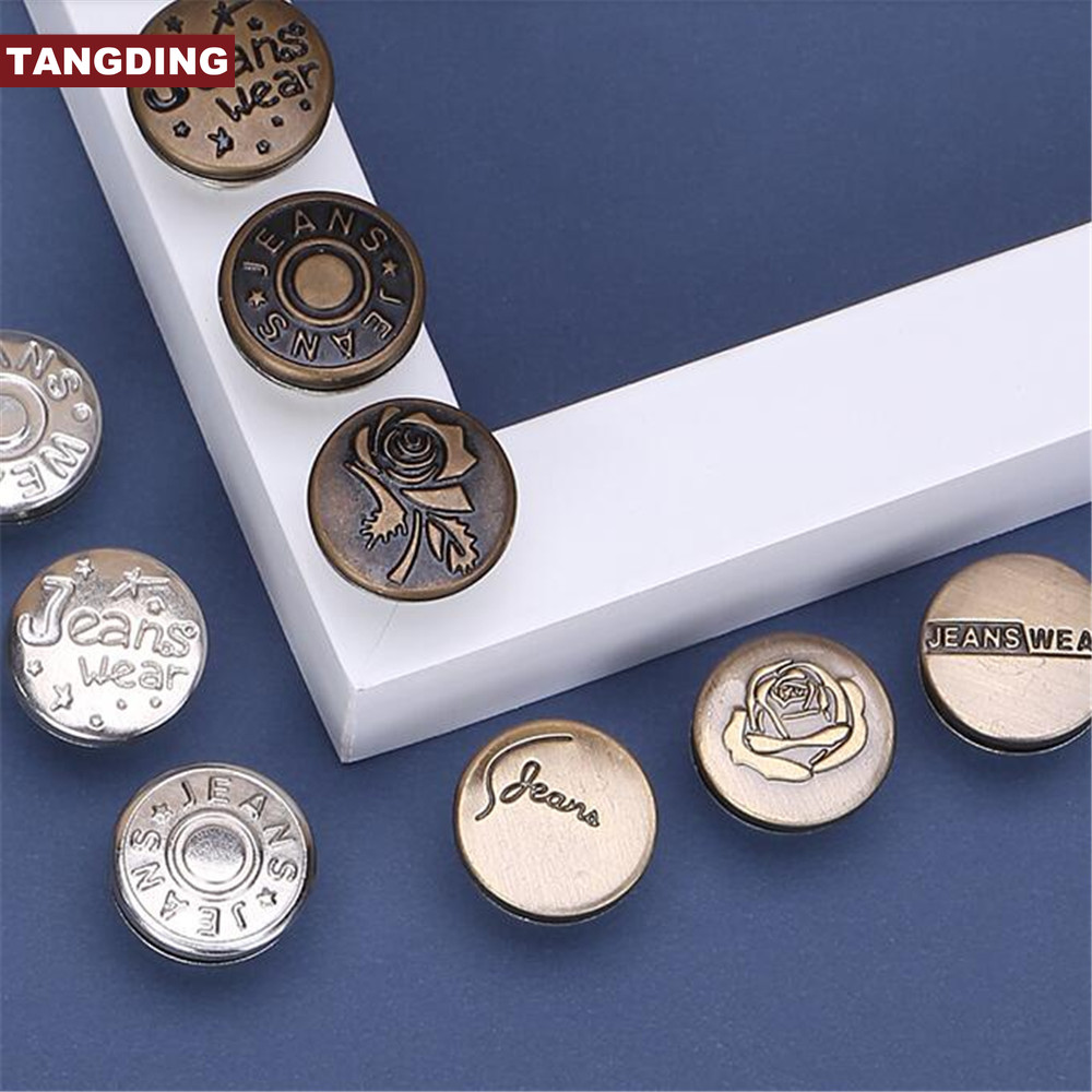 【COD Tangding】Kancing Pinggang Bahan Metal Desain Bunga Aster / Bintang Adjustable Dapat Dilepas Untuk Celana Jeans