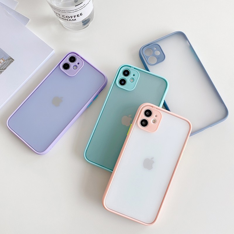 Transparan Frosted Shockproof case iPhone 6 6s 7 8 Plus X Xs Xr Xs Max 11Pro Max Silicone Casing Cover