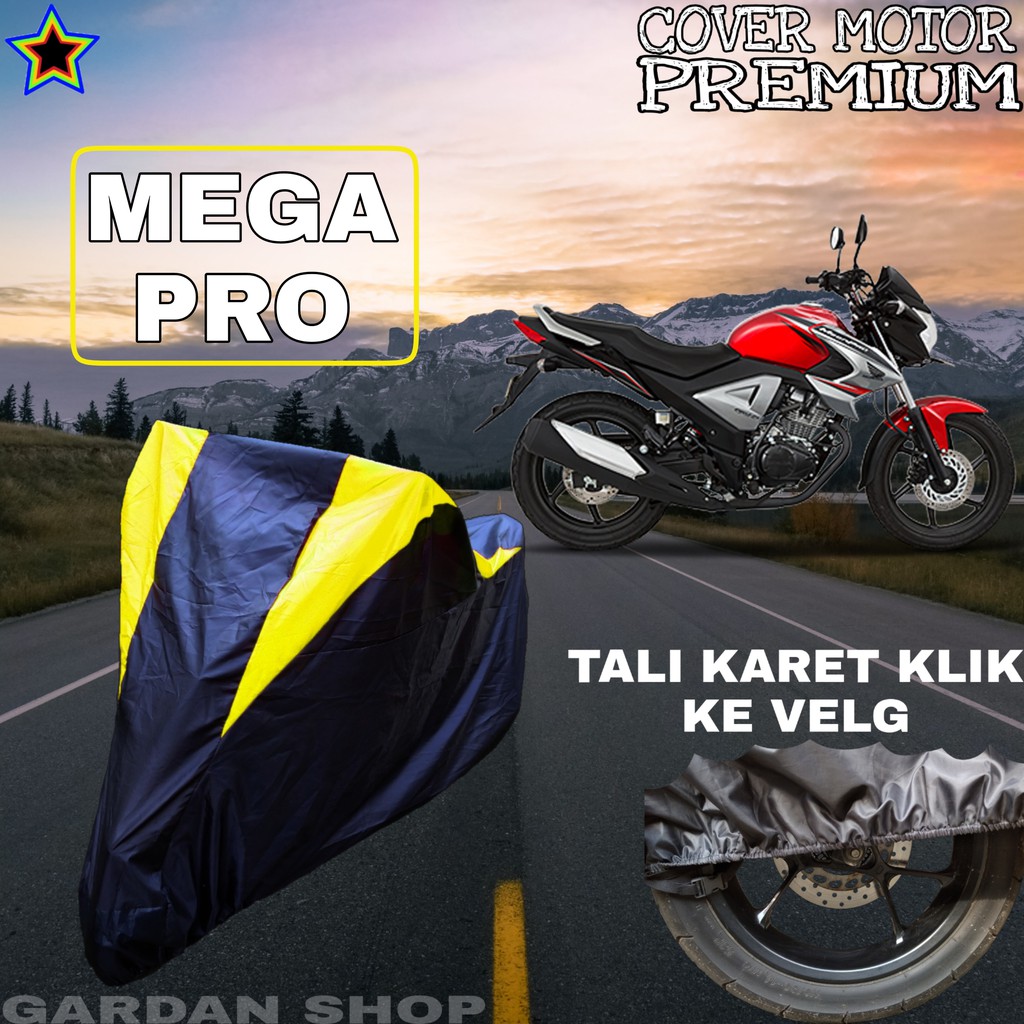 Sarung Motor MEGA PRO Hitam Kuning Penutup Pelindung Motor Mega Pro PREMIUM