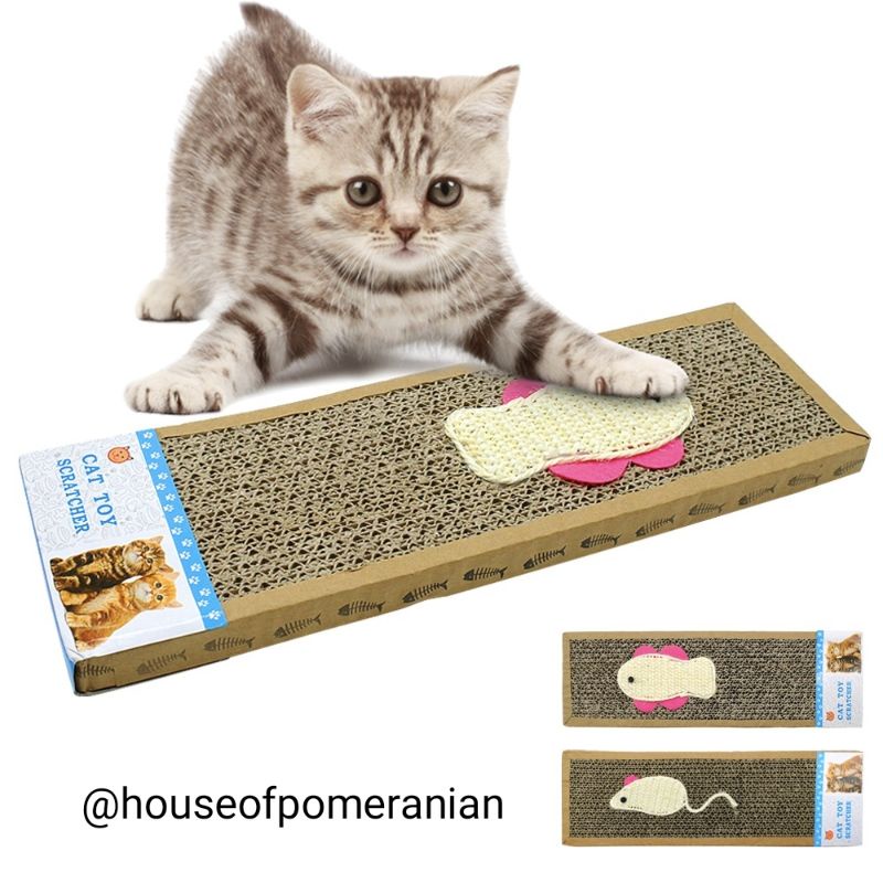 papan sisal garukan cakar kucing cat scratcher board mainan kitten