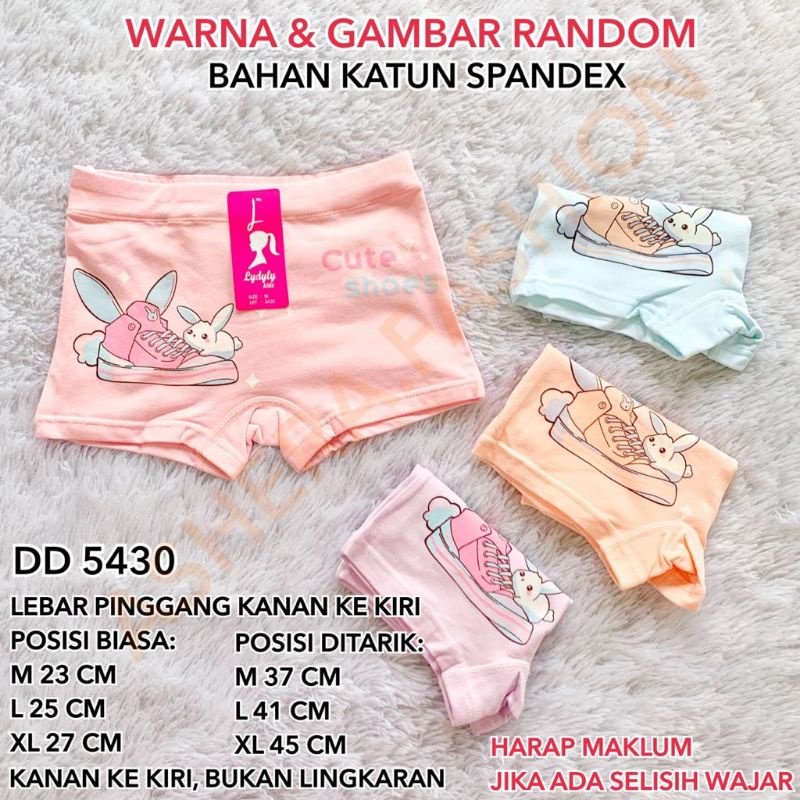 CD ANAK PEREMPUAN BOXER KOTAK LYDYLY DD 220 5802 5430 5428 KATUN SPANDEX CELANA DALAM CEWEK HALUS