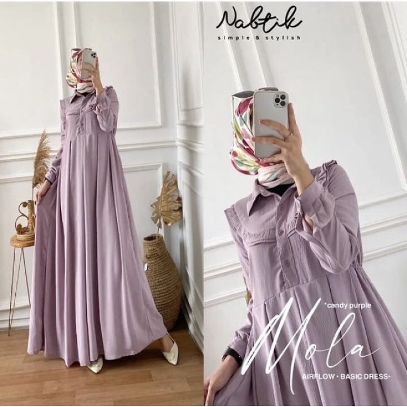 PGMT - TERMURAH MOLA DRESS CRINKLE AIRFLOW GAMIS POLOS MUSLIMAH WANITA