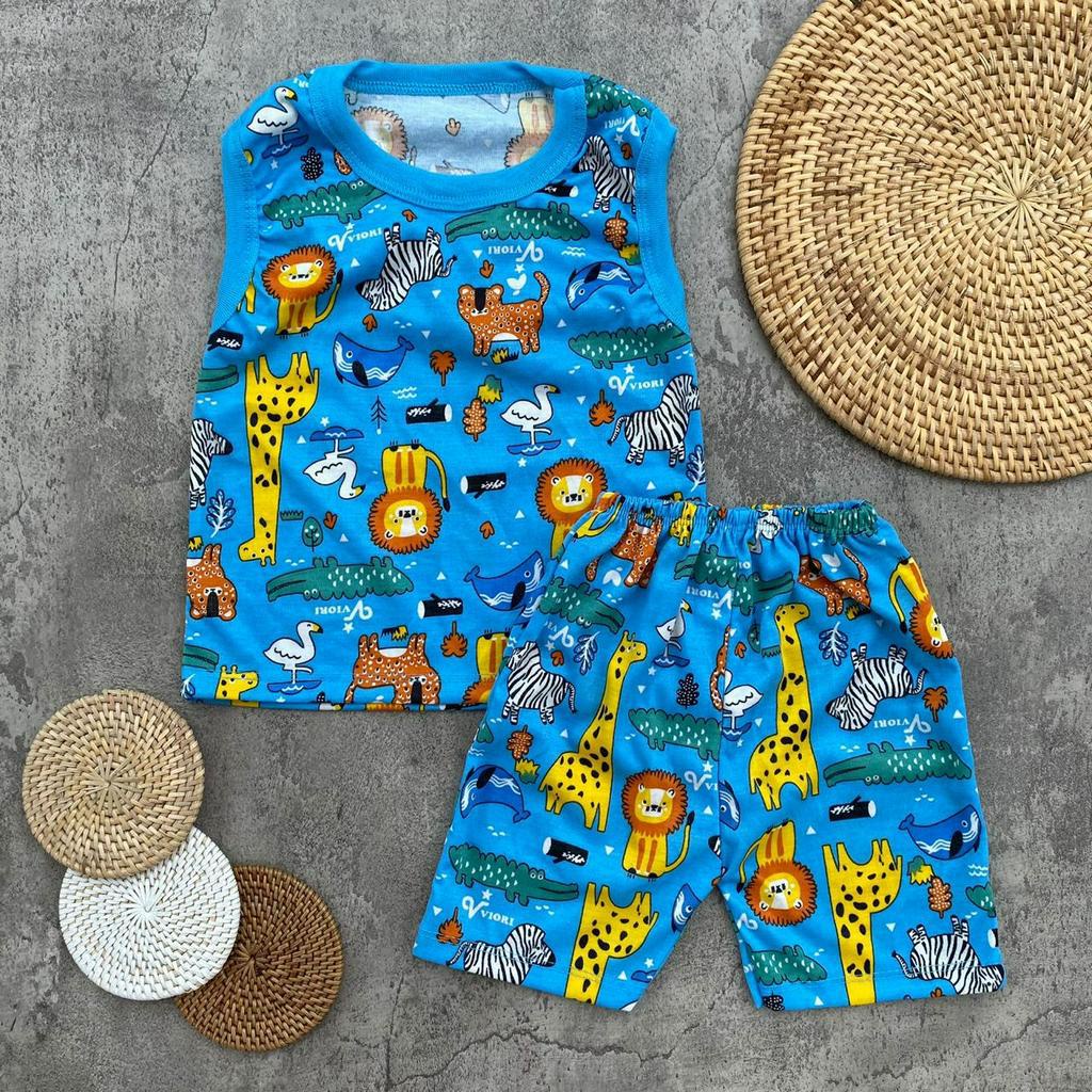 Setelan Baju Bayi Setelan Lengan Singlet Celana Pendek Motif Printing Crocodile Usia 3-12 Bulan Almeera Baby and Kids