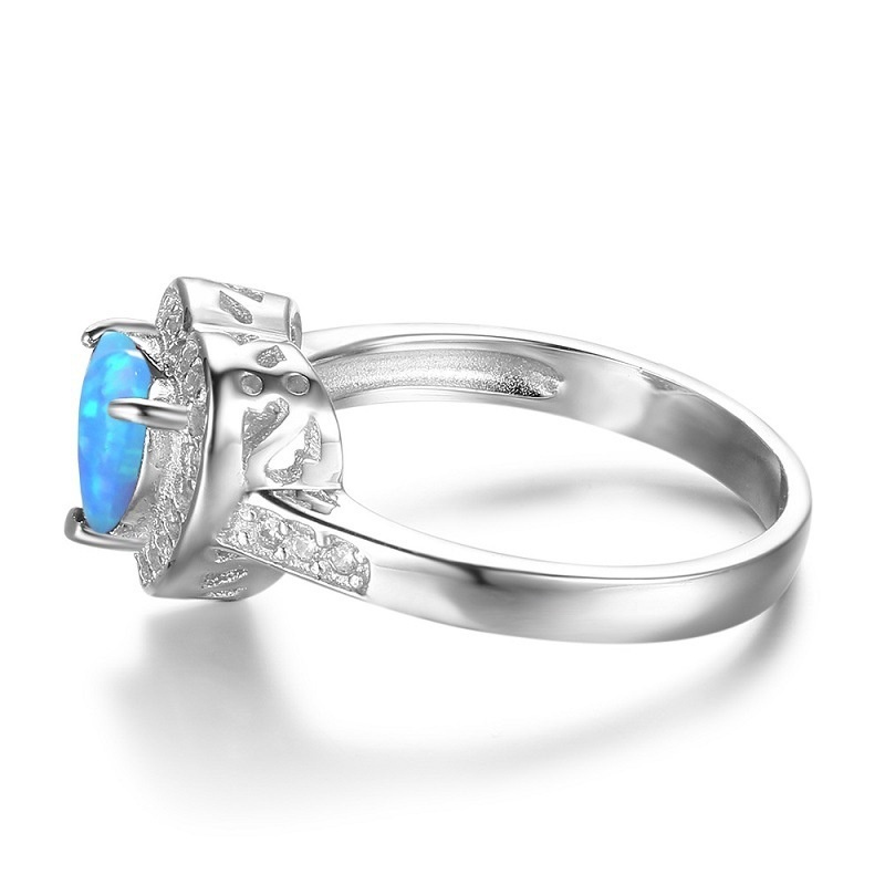 New European and American Creative Love Diamond Opal Ring