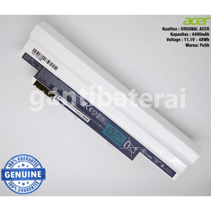 Baterai Acer Aspire One 722 522 D255 D260 D257 AL10B31 Putih Original