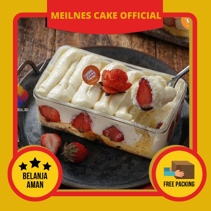 

Pillow Cake - Strawberry Cheese Cake - Dessert Box - Bolu Lumer - Oleh Oleh Kue Bandung