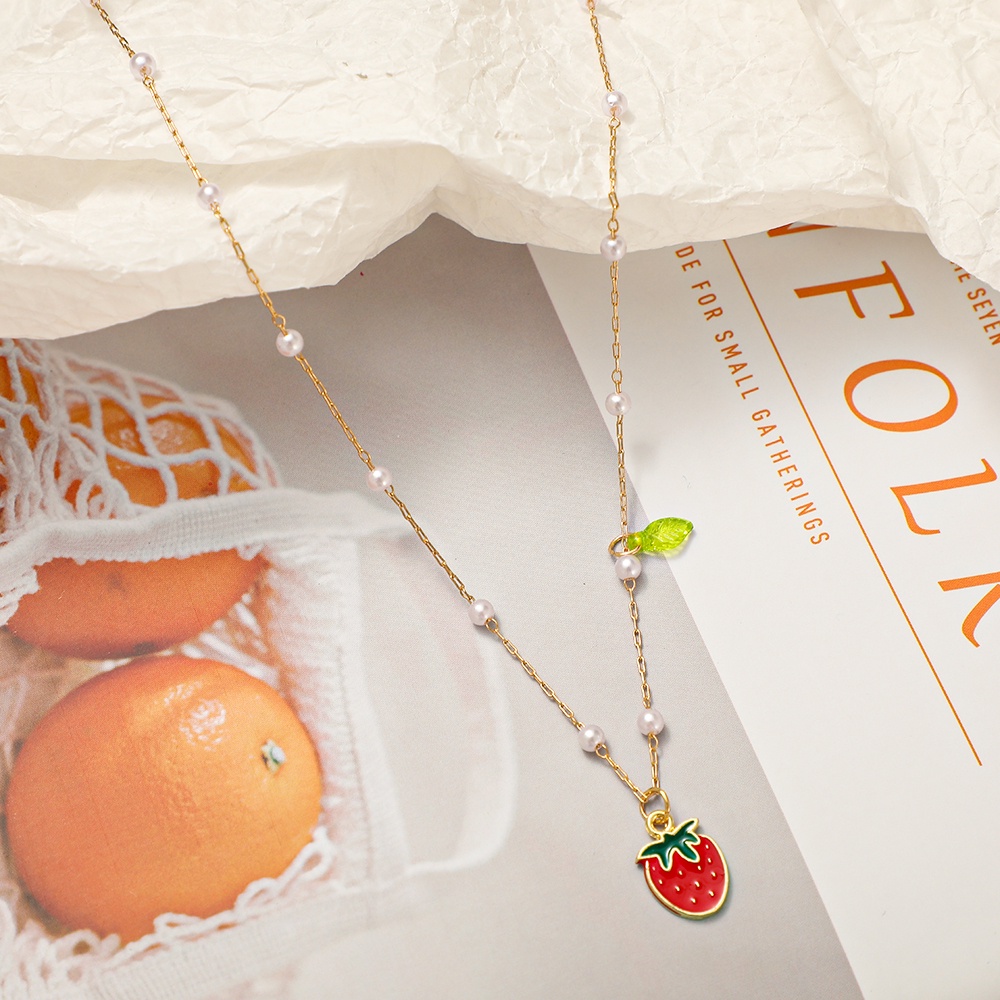 YEEZII Korean Fashion Fruits Necklaces Pineapple Strawberry Cherry Pendant Silver Chain Women Accessories