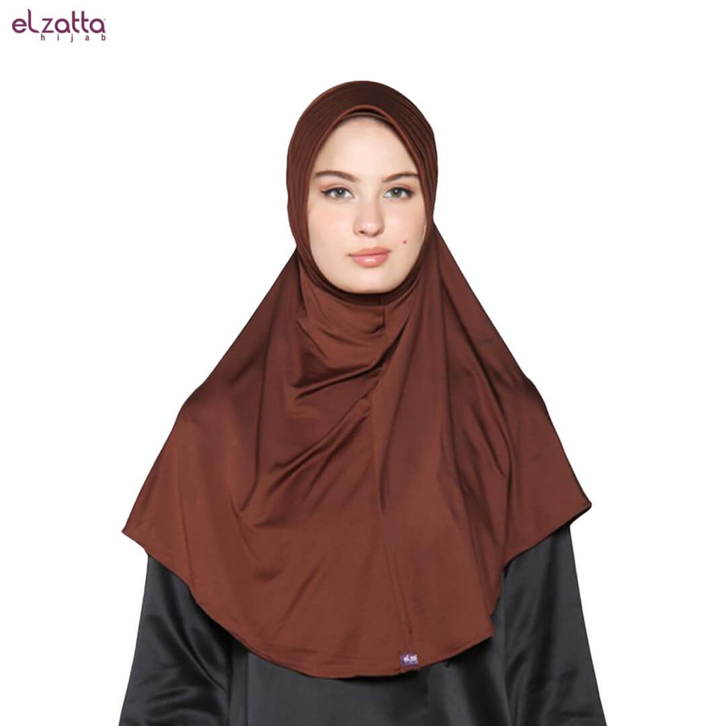Promo Elzatta Hijab / Hijab / Hijab Instan / Bergo / Elzatta Basic / E002 COKLAT Murah