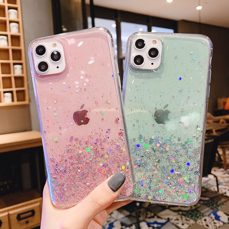 Casing iPhone 6s 6 7 8 Plus 11 Pro MAX XR X XS MAX Motif Planet Glitter Transparan