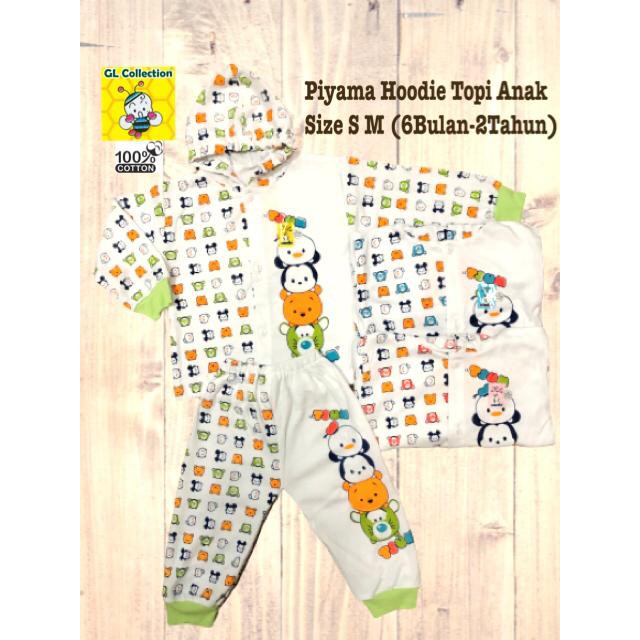 Piyama Hoodie Anak Size S M All Size 6 Bulan - 2 Tahun Katun SNI