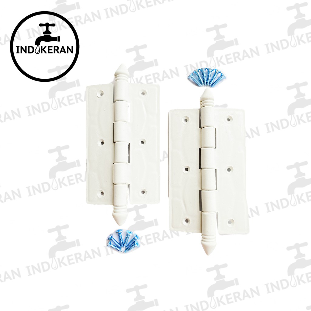 INDOKERAN - Engsel Pintu 4,5 Inch, Grendel, Tarikan Plastik PVC Kamar Mandi - High Quality