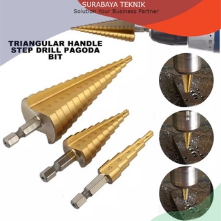 MATA BOR PAGODA SPIRAL KERUCUT TITANIUM STEP DRILL 4-12mm 4-20mm 4-32mm