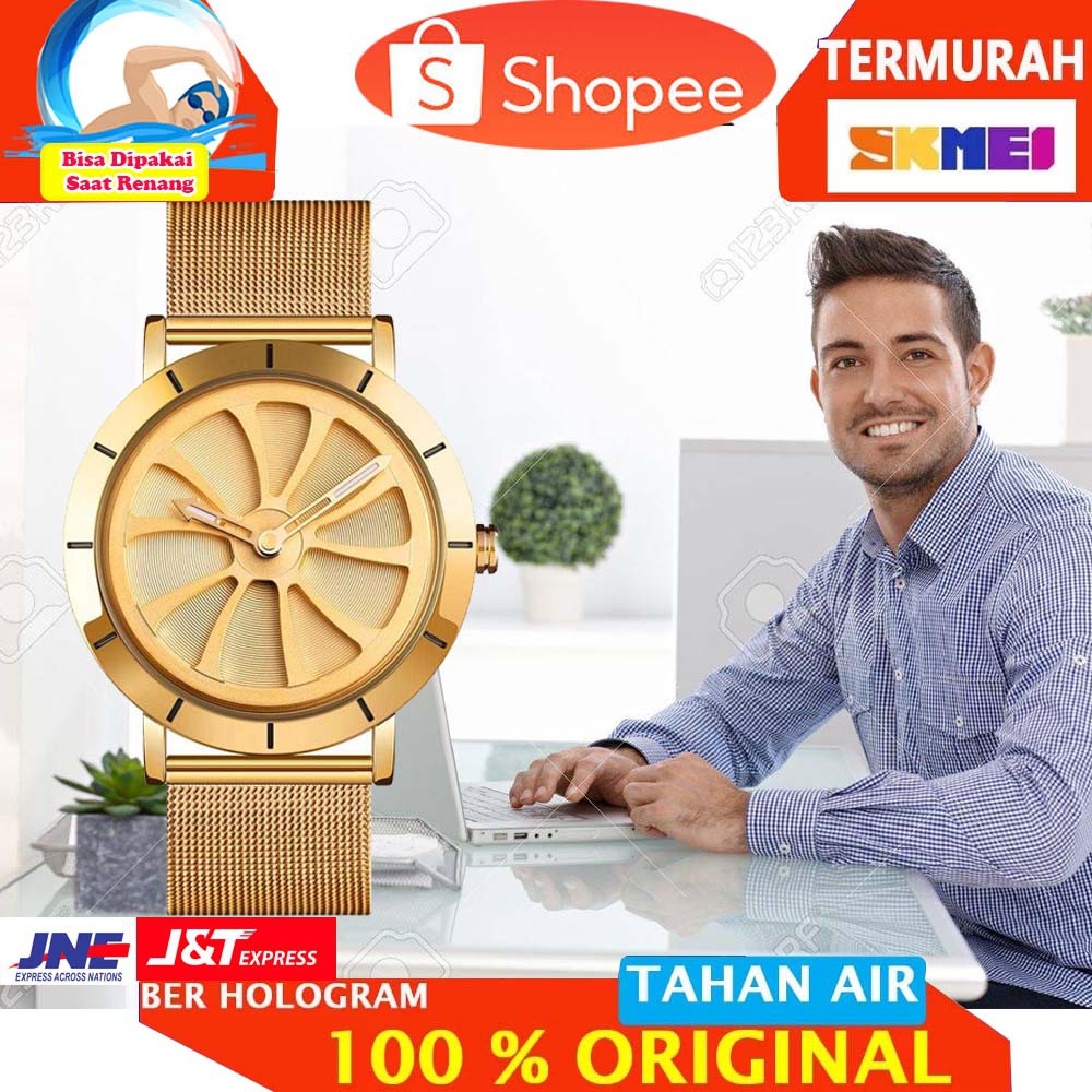 SKMEI Jam Tangan Analog Pria Strap Stainless Steel - 9204 [Gold]
