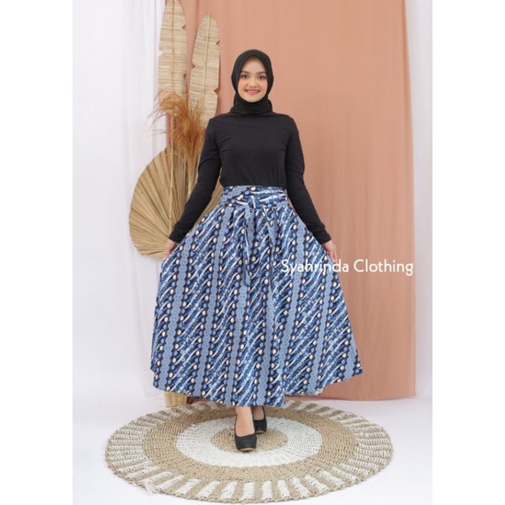 Rok Batik Panjang Payung Lebar Wanita Katun Stretch Premium Bawahan Wanita