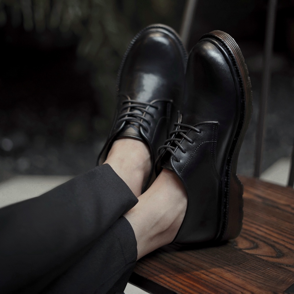 Alva Black | Sepatu Pantofel Kulit Asli Hitam Formal Kerja Pantopel Pria Ori | FORIND x Kenzios