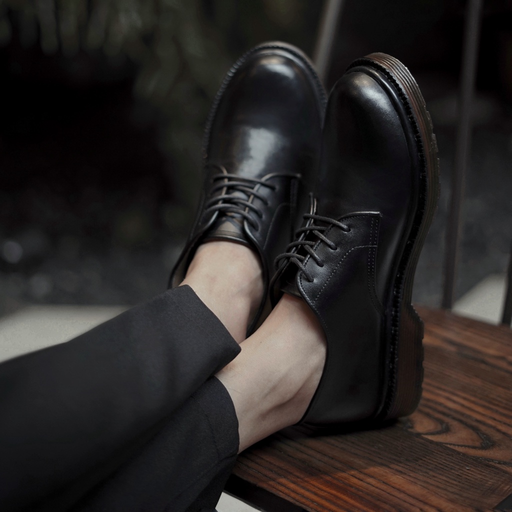 Alva Black | Sepatu Pantofel Kulit Asli Hitam Formal Kerja Pantopel Pria Ori | FORIND x Kenzios