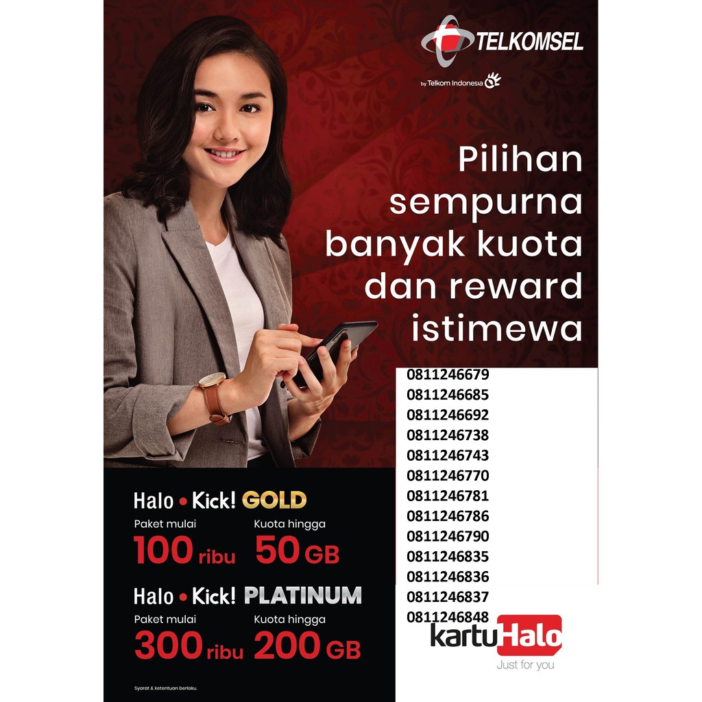 PSB KARTU HALO (PASCA BAYAR) NO CANTIK 10 DIGIT (30 GIGA)