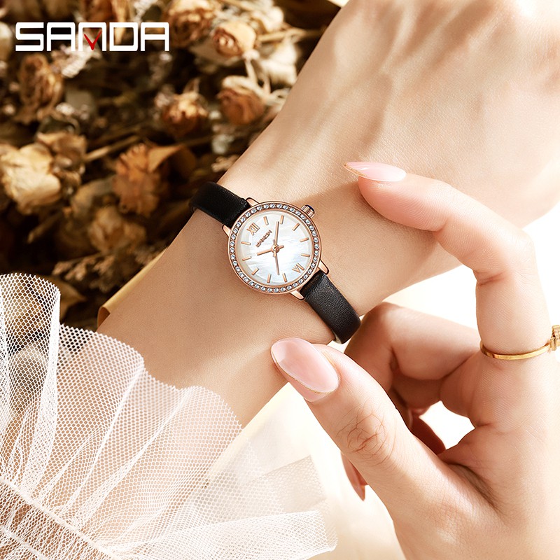 SANDA 1095 Jam Tangan Wanita Analog Tali Kulit WATCHKITE WKOS