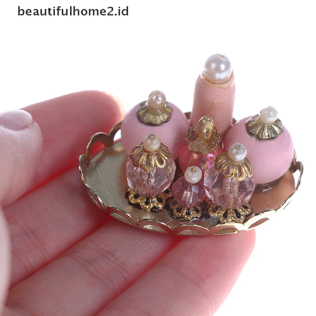 (beautifulhome2.id) Miniatur Parfum Warna Pink Untuk Dekorasi Kamar Tidur / Mandi Rumah Boneka 1: 12