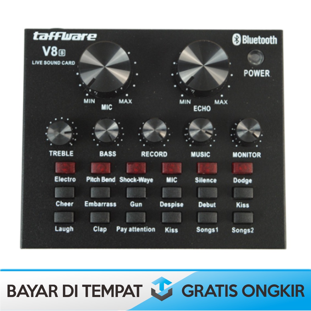 PAKET LENGKAP SOUNDCARD V8 PLUS ORI TAFFWARE V8S BLUETOOTH USB MURAH