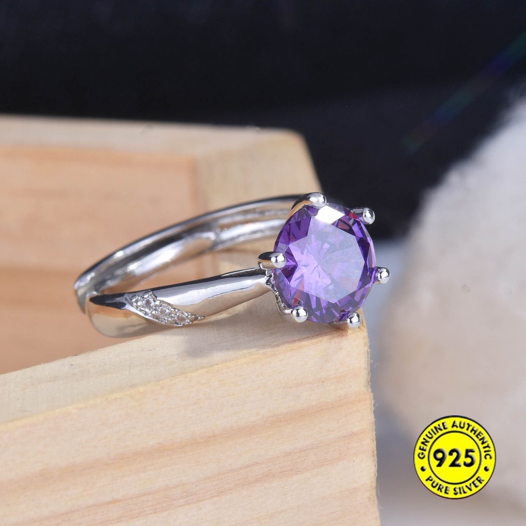 Cincin Amethyst Moissanite Model Terbuka