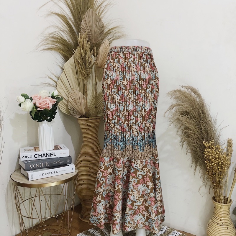 Rok Batik Plisket Duyung-Classic Gold