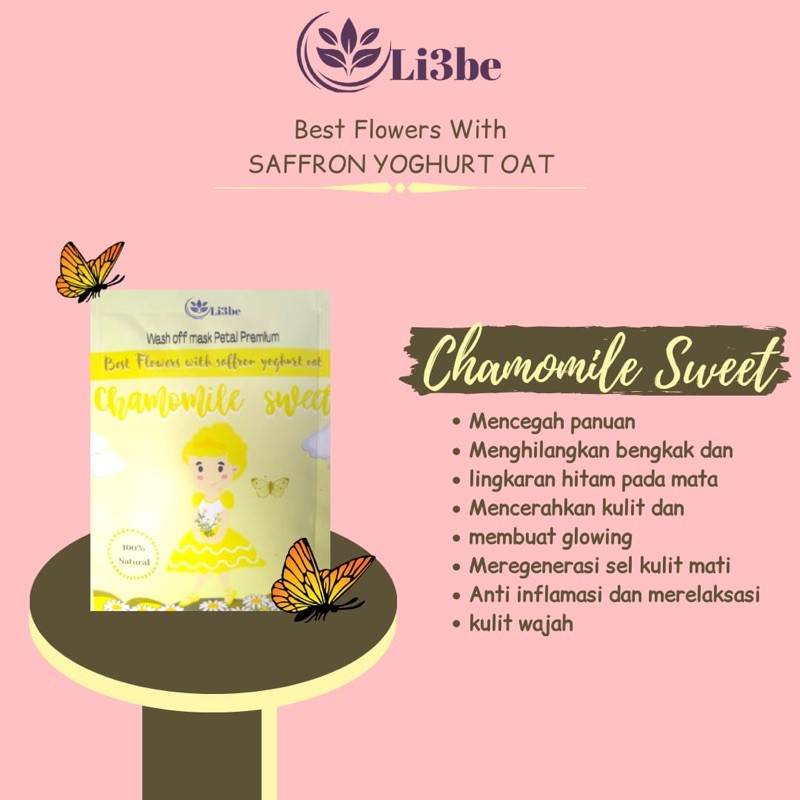 (DIST.RESMI)✅ Li3BE MASK PETAL FLOWER SAFFRON YOGHURT OAT (Free spatula)