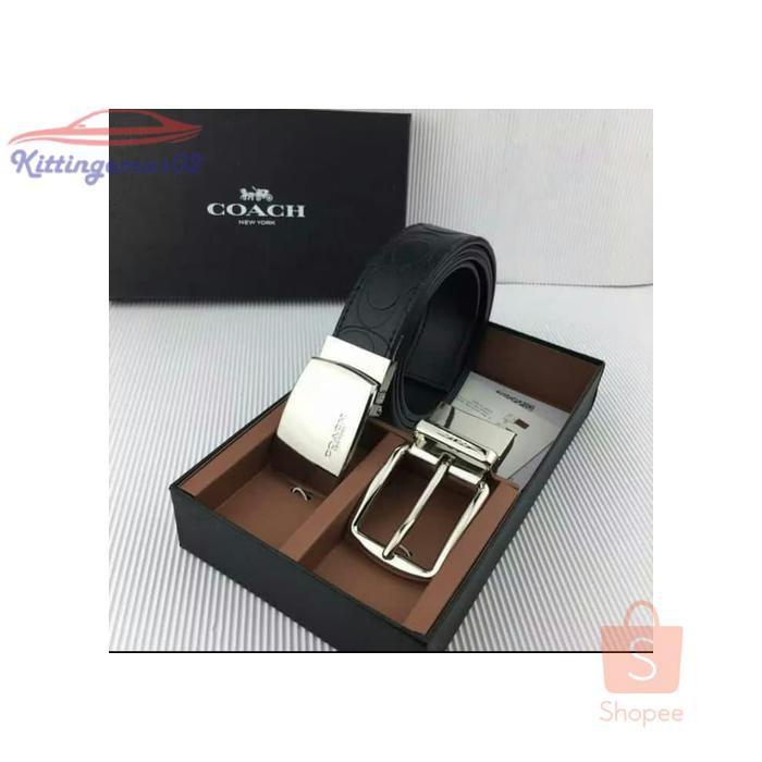 IKAT PINGGANG PRIA GESPER SABUK KTG2I1176 COACH FULLSET REVERSIBLE ORIGINAL + 2 KEPALA BELT