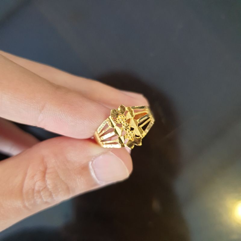 Cincin emas arab 21K ukir emas asli kadar 875, perhiasan cincin, emas asli, cincin dewasa