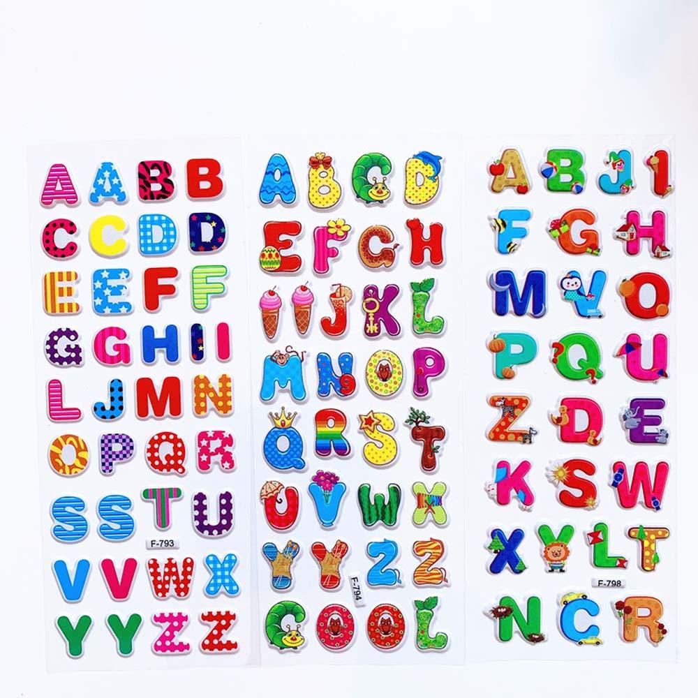 Quinton Bubble Stiker Kartun Chidren Number Stiker Hias Alfabet Bahasa Inggris Stationery Sticker PVC Stiker Kartun