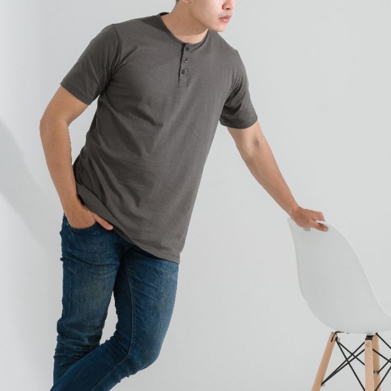 MANLY Kaos Polos Kancing / Kaos Polos Henley / Kaos Polos Hanley / Kaos Polos-3