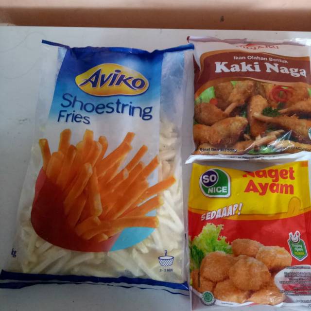 

Kentang Aviko 1kg + Nugget So Nice 250gr + Minaku Kaki Naga 500gr