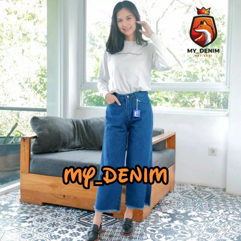 CELANA HIGHWAIST JEANS KULOT RAWIS WANITA