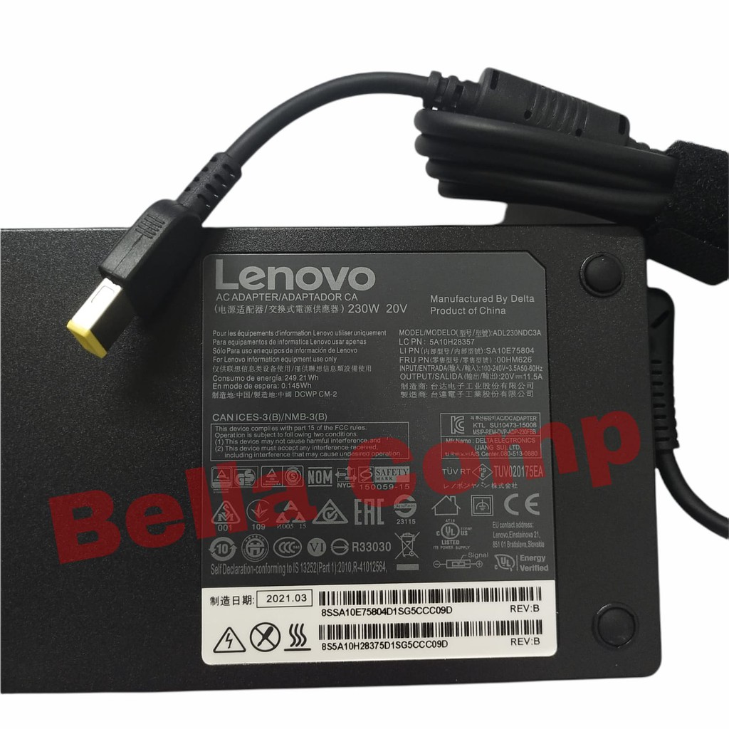 ADAPTOR CHARGER LAPTOP LENOVO THINKPAD T540P W540 W541 Y900 Y7000P P71 P72 P73 W541 20V 11.5A 230W ADL230NDC3A