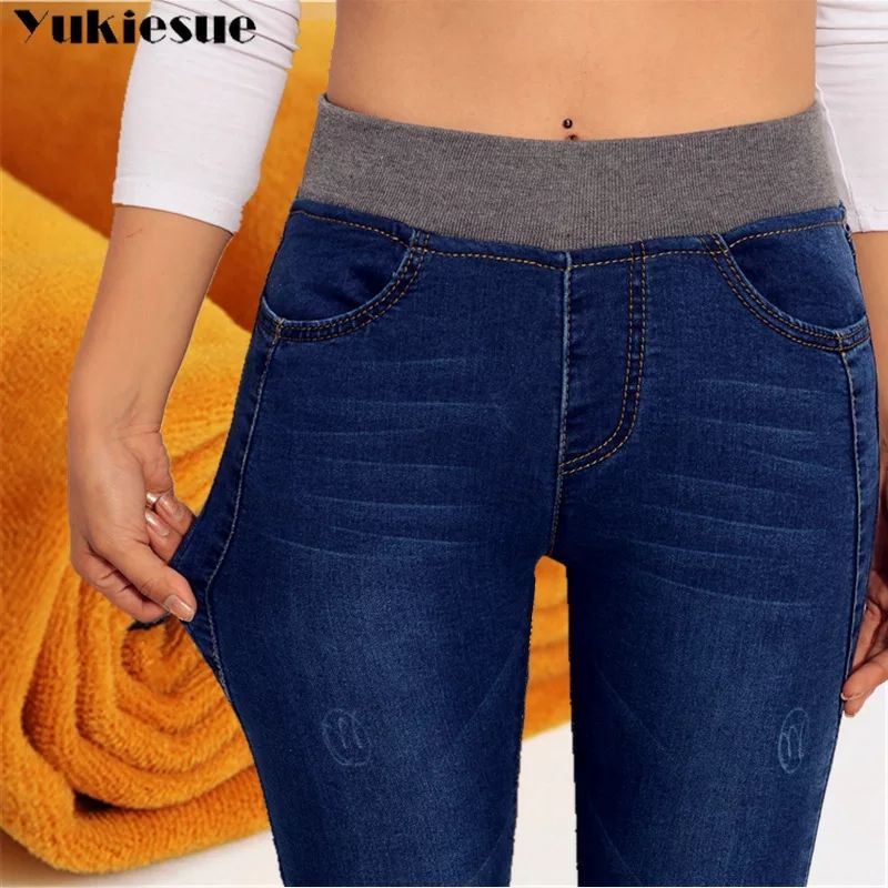 Celana Musim Dingin Jeans thermal Wanita