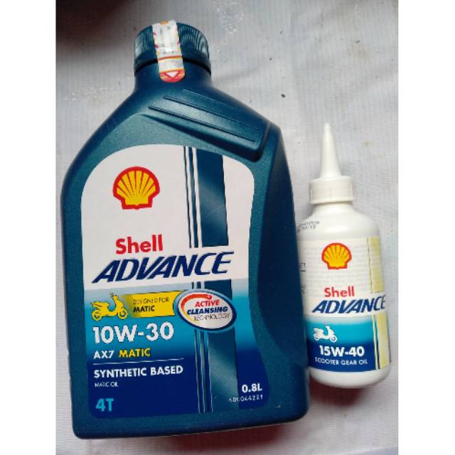 Paket oli Shell matic ax7 sae 10-30 0.8 lt + oli gear 120 ml for all matic