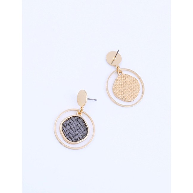 LRC Anting Tusuk Fashion Cane Grass Geometric Circle Earrings D09031