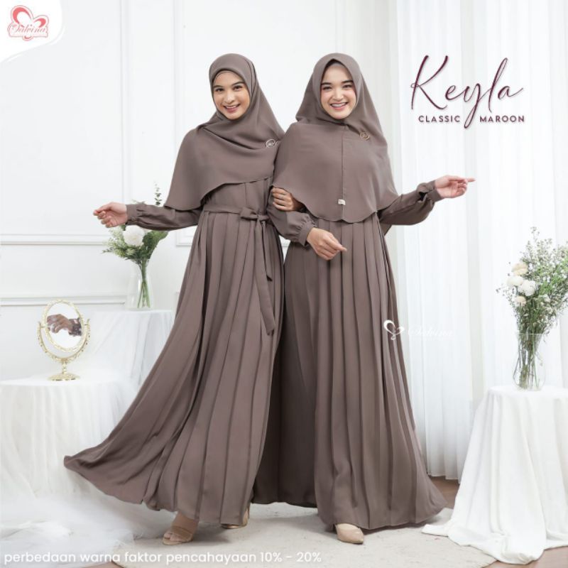 Jual [terbaru] Keyla Dress Gamis Syari Set Khimar Set Segiempat