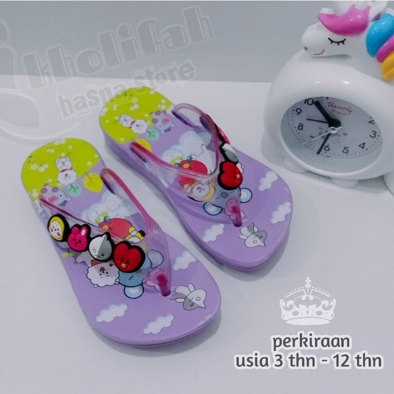 SANDAL JEPIT ANAK PEREMPUAN KARAKTER BT21 BTS LUCU IMUT 24-35 393d/c