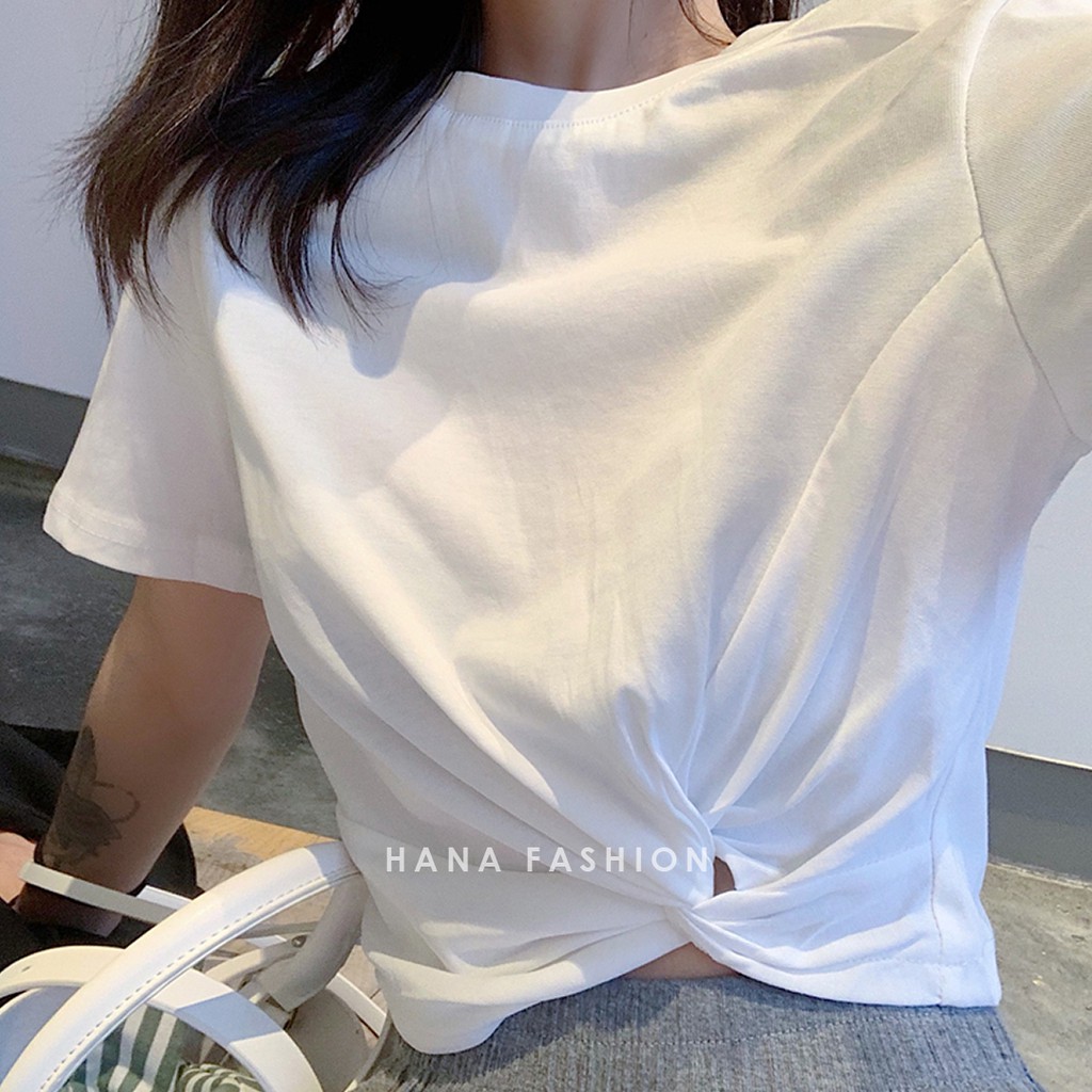 Hana Fashion - Daphne Twisty T-Shirt - Kaos Polos Wanita Korean Style - TS003