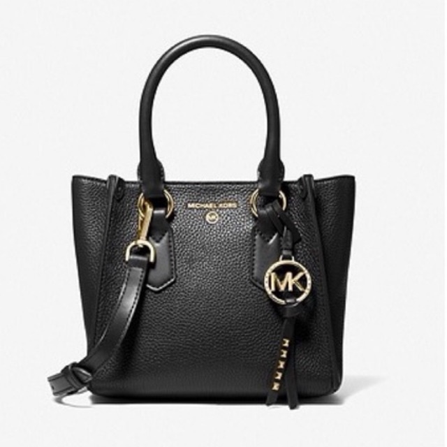 MICHAEL KORS MK Kris Small Pebbled Leather Satchel black