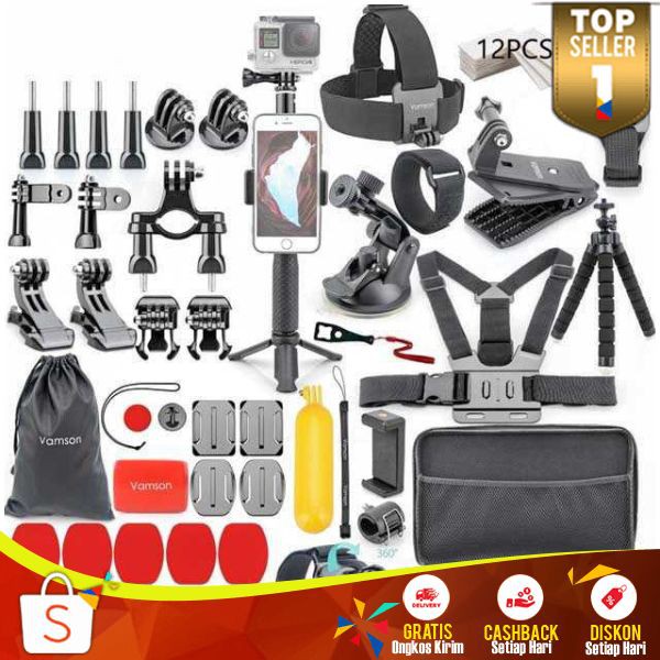 Full Set Aksesoris Perlengkapan Kamera GoPro Xiaomi Yi Monopod Headband Tripod Holder Mobil