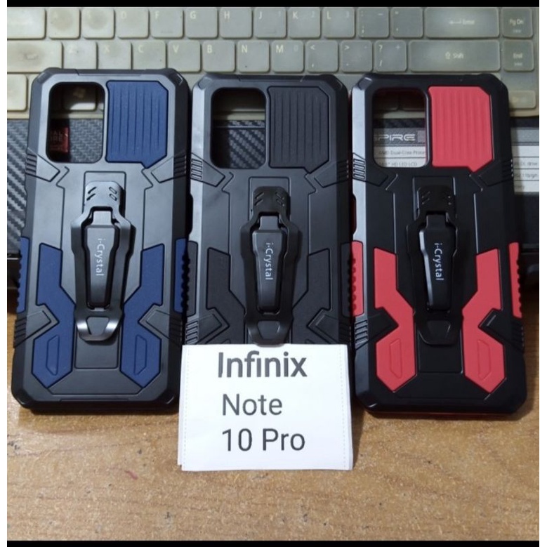 [SLS] I crystal Robot Case Infinix Note 10 Pro With Standing Belt Clip